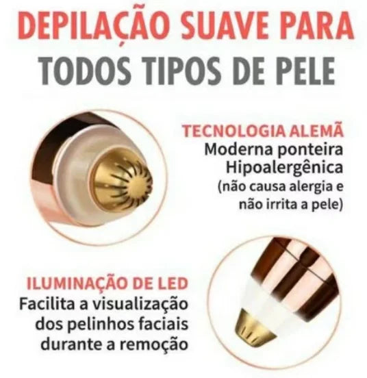 Depilador Elétrico de Sobrancelhas em Formato de Caneta, Recarregável via USB, Removedor de Pelos