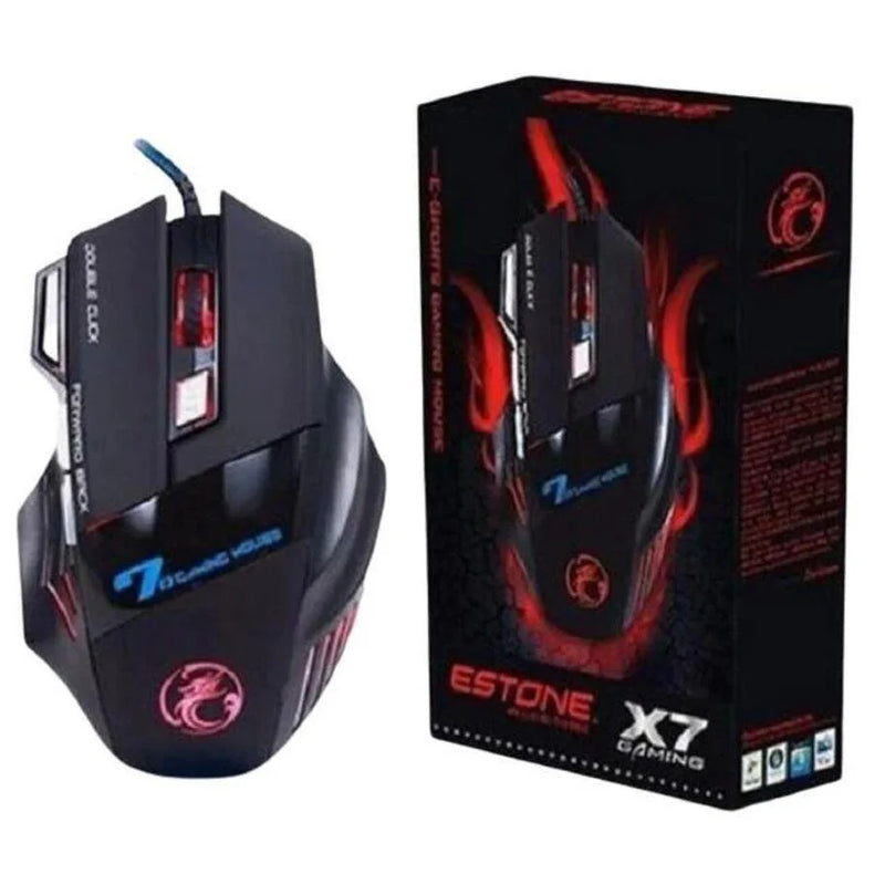 Mouse Gamer 3200dpi com LED laser X7, USB com Botões Profissionais