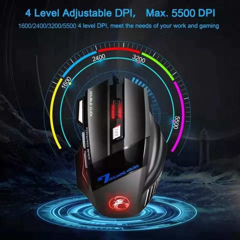 Mouse Gamer 3200dpi com LED laser X7, USB com Botões Profissionais