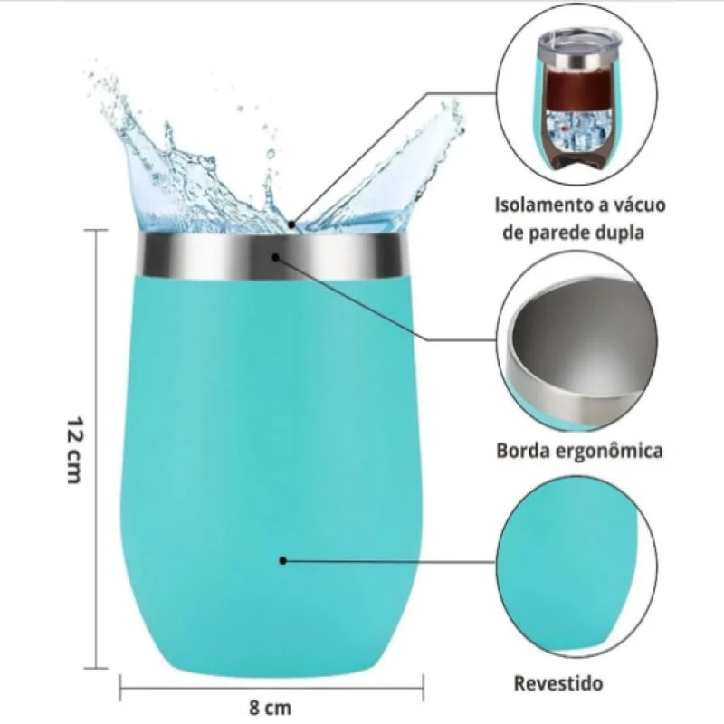 Copo Térmico Em Aço Inox, Para Bebidas Quentes E Frias