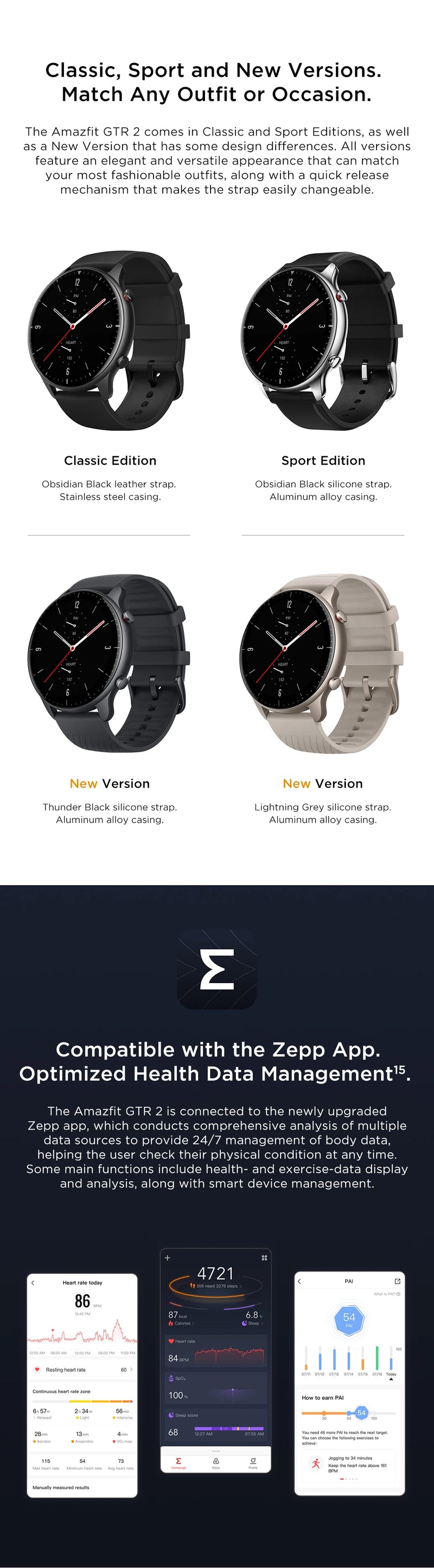 Smartwatch Amazfit GTR 2, com Alexa Integrada, Bateria de Longa Duração, para Android e iOS