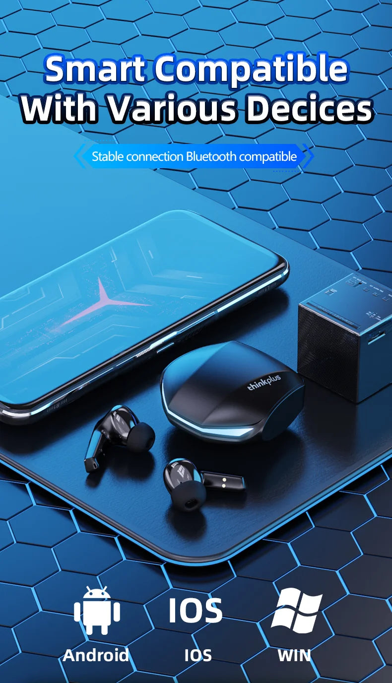 Fones de Ouvido Lenovo GM2 Pro Gaming, Bluetooth 5.3, Redução de Ruído, com Microfone