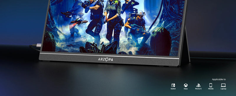 Monitor Gamer ARZOPA de 16,1 polegadas, 100% sRGB, 144Hz, Compatível com PS4/5, Steam Deck, Switch, PC e Mac