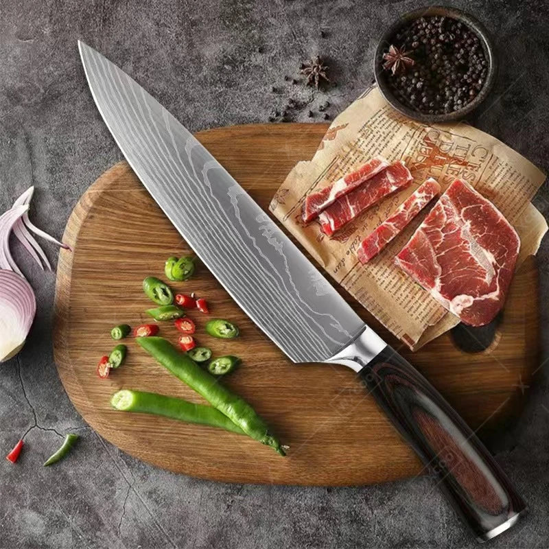 Faca de Chef Profissional Japonesa Santoku, de Aço Inoxidável