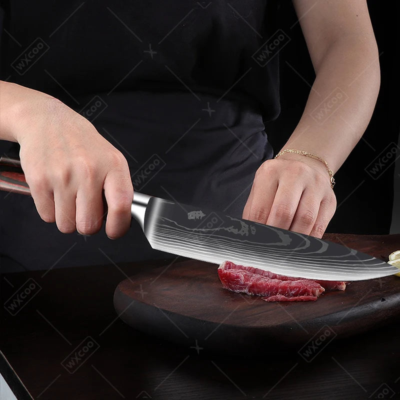 Faca de Chef Profissional Japonesa Santoku, de Aço Inoxidável