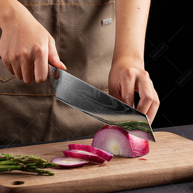 Faca de Chef Profissional Japonesa Santoku, de Aço Inoxidável