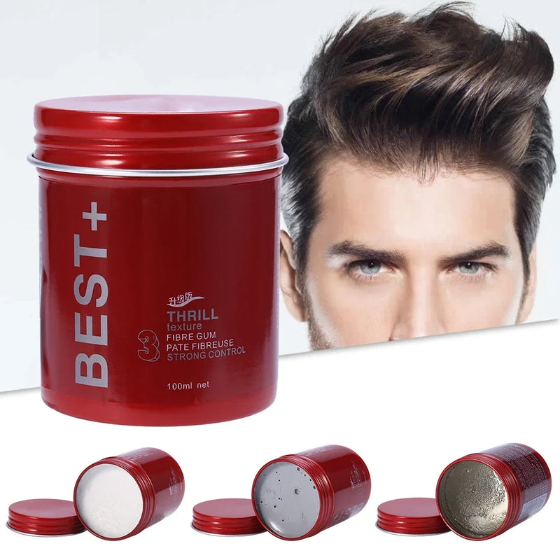 Pomada Profissional de Cabelo, 3 Cores, Longa Duração, Efeito Volumoso, Ferramenta de Modelagem Masculina, Gel Finalizador para Salão