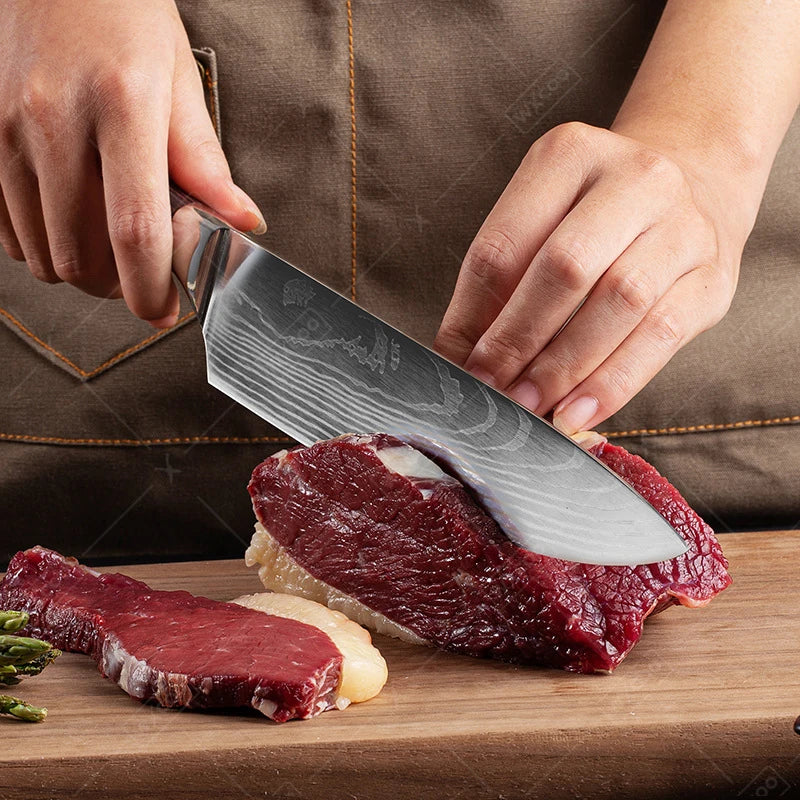 Faca de Chef Profissional Japonesa Santoku, de Aço Inoxidável