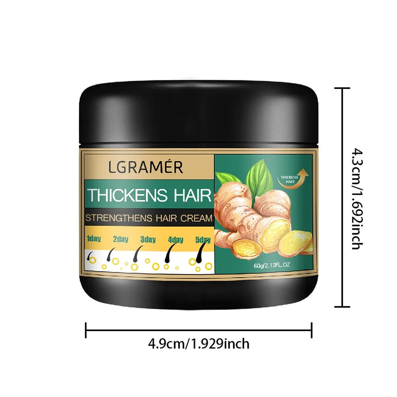 Creme de Crescimento Capilar com Gengibre, Tratamento para Alopecia, Reparação e Prevenção da Queda de Cabelo