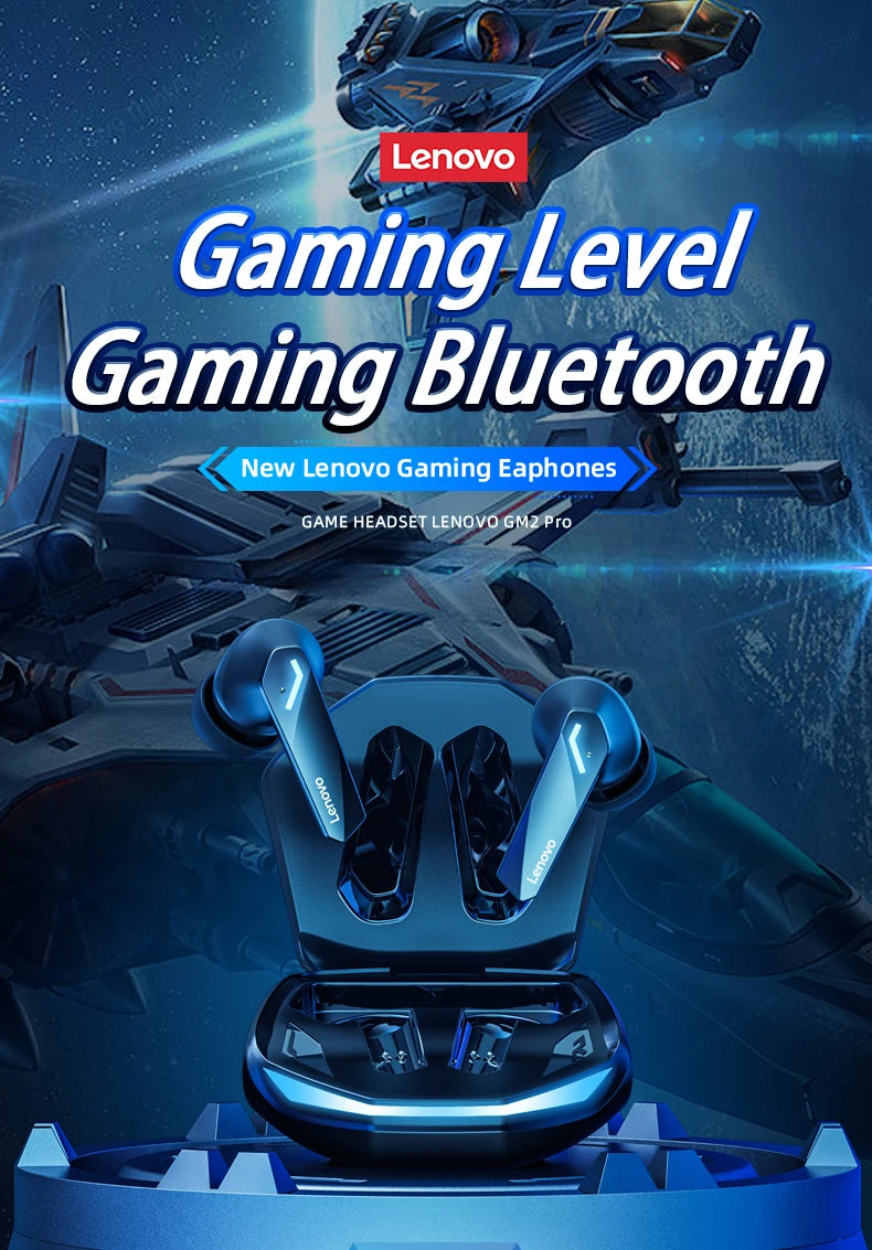 Fones de Ouvido Lenovo GM2 Pro Gaming, Bluetooth 5.3, Redução de Ruído, com Microfone