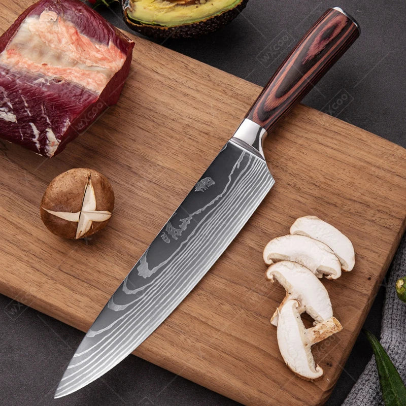 Faca de Chef Profissional Japonesa Santoku, de Aço Inoxidável