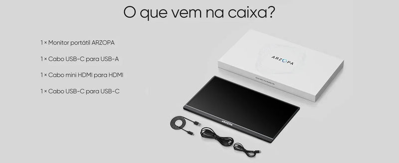 Monitor Gamer ARZOPA de 16,1 polegadas, 100% sRGB, 144Hz, Compatível com PS4/5, Steam Deck, Switch, PC e Mac